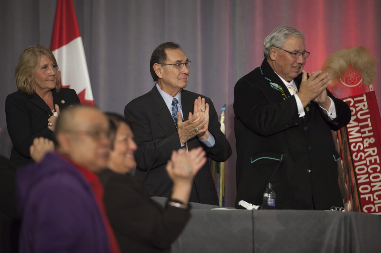 People standing on stage at TRC of Canada's Closing Ceremony