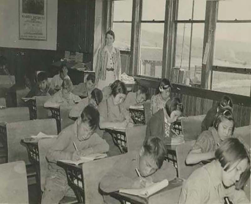 Students sitting at desks in Morley Stony School 