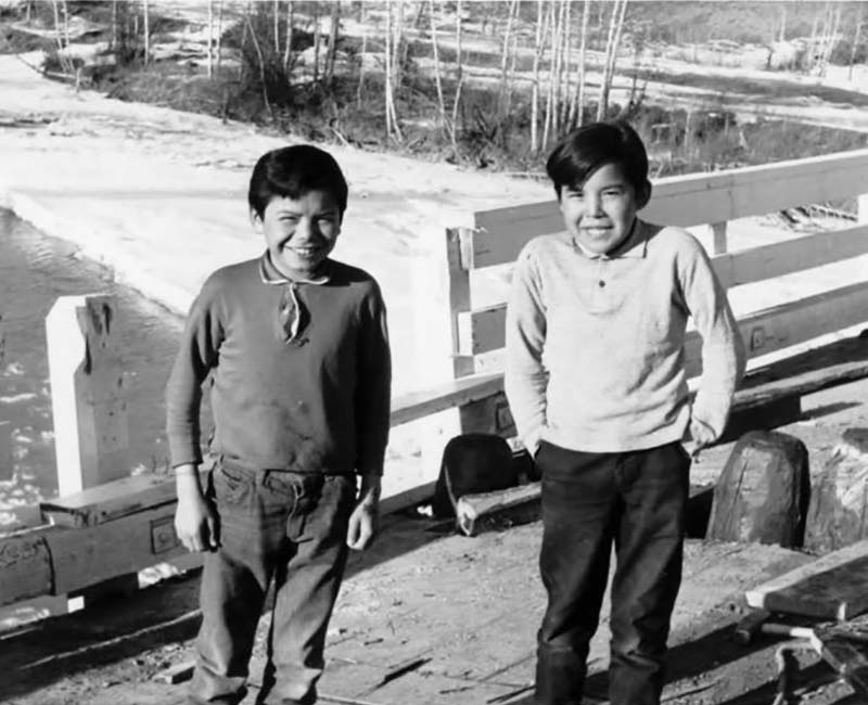 Two students standing outside