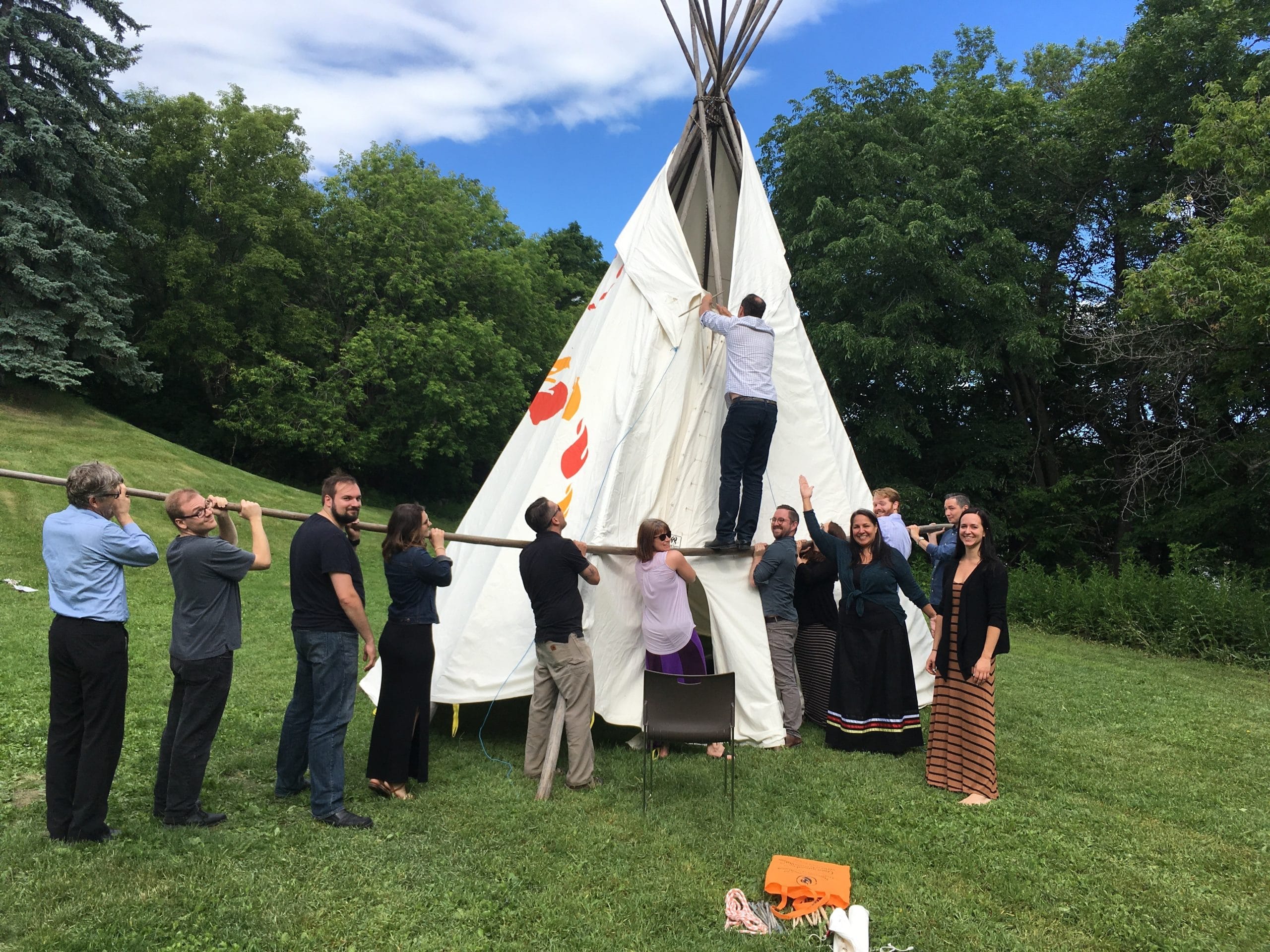 NCTR setting up teepee outside the NCTR building