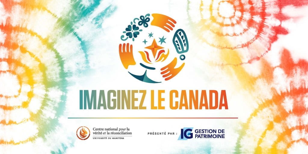 Graphique décoratif pour Imaginez le Canada avec le logo CNVR et le texte présenté par IG Gestion de patrimoine.