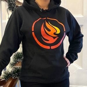 Product image of a black hooded sweatshirt with large NCTR logo on the front