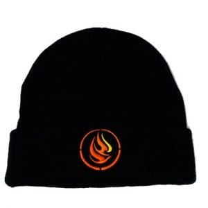 Image du produit de la tuque noire avec le logo du CNVR sur le devant