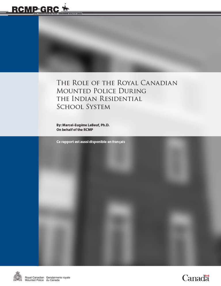 Couverture du document "The Role of the RCMP During the Indian Residential School System (en anglais)"